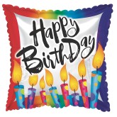Happy Birthday Mylar Square Balloons, Blow out the Candles, 17” (Pack of 10)