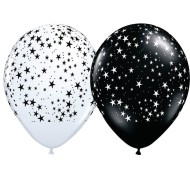 Qualatex® Stars Black/White Latex Balloon, 11