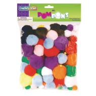 Chenille Pom Poms Assorted Colors & Sizes, 100-Pack