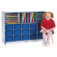 Rainbow Accents Sectional Cubbie with Color Trays, Blue