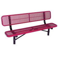 Permanent Steel Park Bench with Back