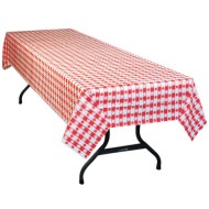 Table Mate® 54” x 108” Red Gingham Plastic Table Cover Value Pack (Pack of 12)