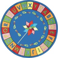 Joy Carpets® Round Alphabet Pinwheel Rug, Round 7’7”