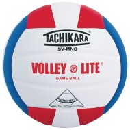 Tachikara® SV-MNC Leather Volleyball, Scarlet/White/Royal