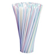 Assorted Color Striped Plastic Straws (Pack of 100)