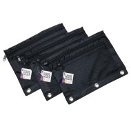 2-Pocket Pencil Pouch for 3-Ring Binder, Black (Pack of 3)