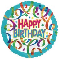Happy Birthday Streamer Mylar Balloons (Pack of 10)