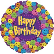 Happy Birthday Smiley Mylar Balloons, 17