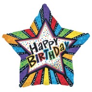 Happy Birthday Stripes Star Mylar Balloons, 17
