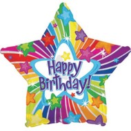 Happy Birthday Bright Stars Mylar Balloons, 17