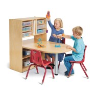 Jonti-Craft® Baltic Birch STEM/MakerSpace Table with Adjustable Storage and 6 Plastic Trays