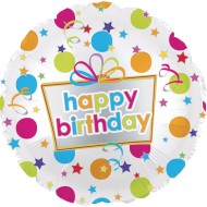 Happy Birthday Mylar Balloons, Round & Polka-Dotted, 17” (Pack of 10)