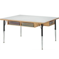 Classroom Cubbie Table With Paper Trays, Clear
