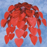 Hanging Foil Heart Cascade Decoration, Red, 24