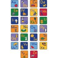 Learning Carpets Seating Squares Alphabet with Images (Set of 26)