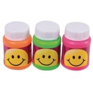 Mini Bubbles in Brightly Colored Smile Themed Bottles (Pack of 24)