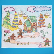 Gingerbread Fun Coloring Scene (Pack of 24)