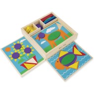 Melissa & Doug® Beginner Wooden Pattern Blocks with 5 Double-Sided Scenes and 30 Shapes