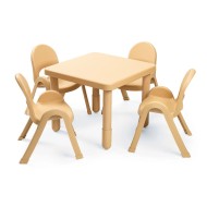 Preschool MyValue™ Table and Four Chair Set Square, Tan