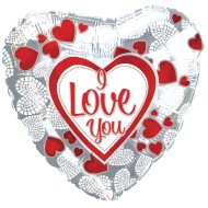 I Love You Mylar Balloons, Heart Shaped, 17” (Pack of 10)
