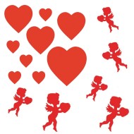 Heavy-Duty Valentine's Day Cutout Decorations, Cupid and Hearts