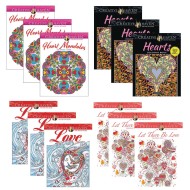 Creative Haven Adult Coloring Book Set - Love and Hearts Theme (Set of 12)