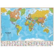 Laminated World Wall Map Blue Ocean Series, 24