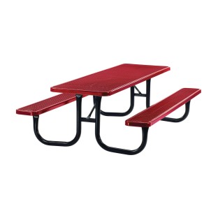 8' Steel Picnic Table, Red/Black