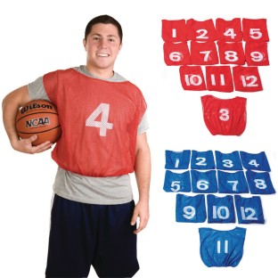Adult Mesh Scrimmage Vest with Numbers, Red, Red