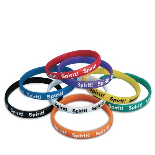 Color Specific Silicone Rubber Spirit Wristbands, Black (Pack of 24)
