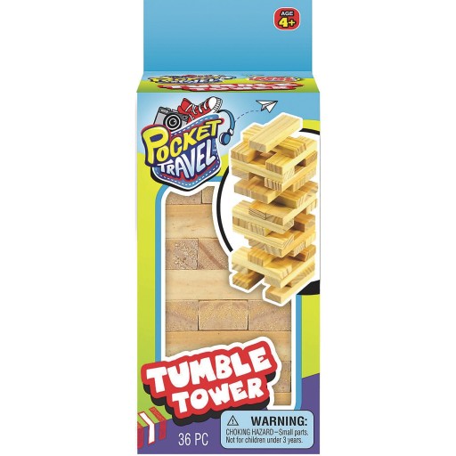 Tumbling Tower Game Mini Wood Stacking Game 36 Blocks 