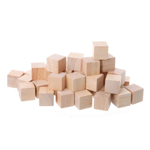 Wood Blocks for Crafts, Unfinished Wood Cubes, 2 cm Natural Wooden