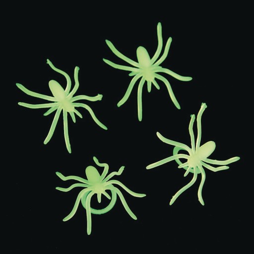 Halloween Glow In The Dark Spider Rings 4 Pack Childrens Party Favours
