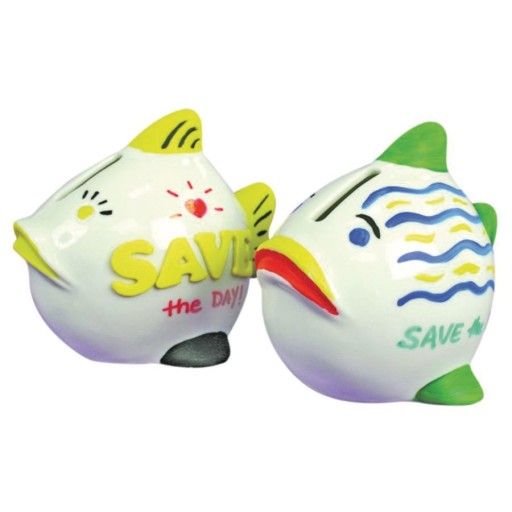 S&S Worldwide Ceramic Fish Bank Craft Kit, 12/Pack