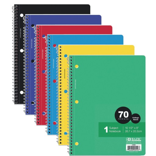 Spiral Notebook 1 Subject 70 Sheets College Ruled LOT OF 20 Spiral Notebooks 