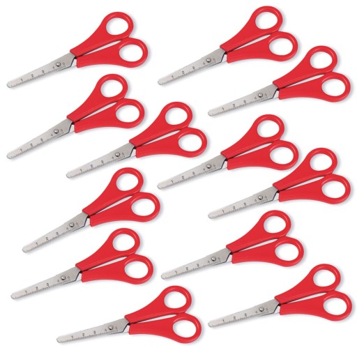 WA Portman Pointed Kids Scissors Bulk - 12 Pack Red Scissors for