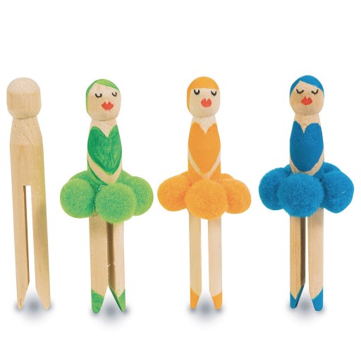 Wooden Doll Pins - 25 Clothes Pins for Classroom and Craft