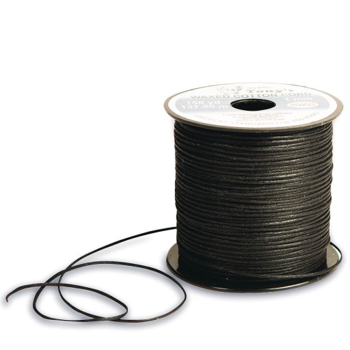 Buy Black Waxed Cotton Cord, 1mm thick x 150 yards at S&S Worldwide