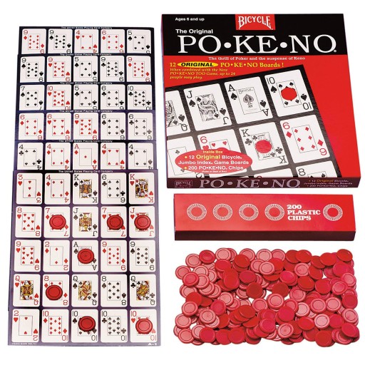Bicycle 12 Board Pokeno Game with 200 Chips and Po-Ke-No Cards 