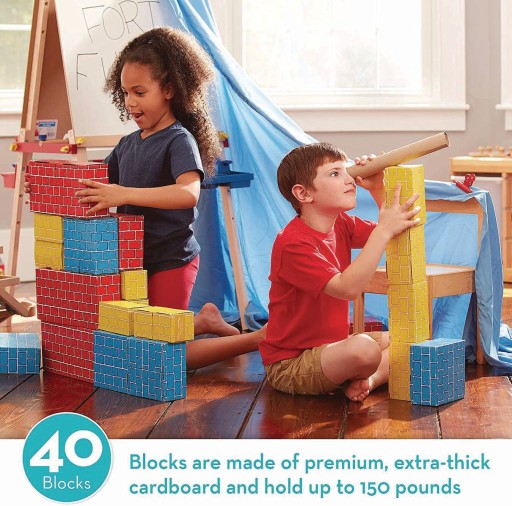 Melissa  Doug Jumbo Extra-Thick Cardboard Building Blocks 40 Blocks in 3 Sizes 