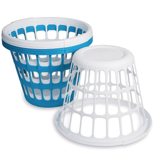 large round plastic laundry basket