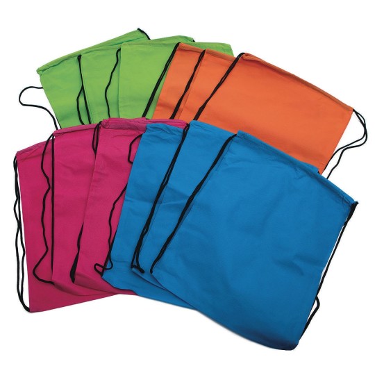 Buy Drawstring Backpack, Bright Neon Colors (Pack of 12) at S&S Worldwide